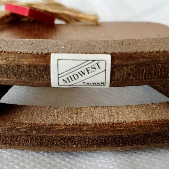 Vintage "Midwest" Taiwan Wooden Rocking Horse w/ Heart Christmas Ornament - Picture 5 of 8